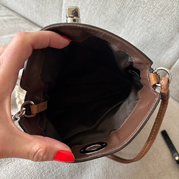 Vintage Coach Mini Bag Top Clasp Closure Brown Canvas Monogram - Picture 6 of 6